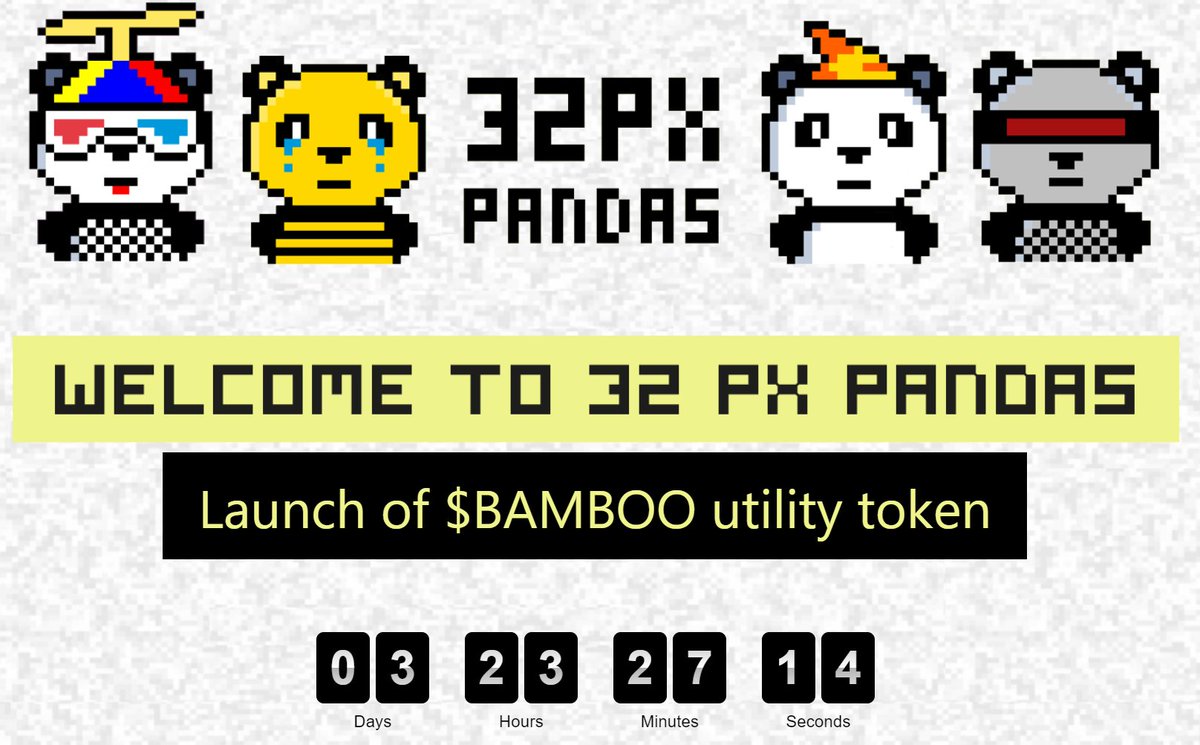 32pxPandas's tweet photo. $BAMBOO is launching. The 32PX Pandas Utility Token will launch this Friday, Dec. 3rd, 21.

$Bamboo will be used in the Panda Ecosystem.

🔥 https://t.co/5CjQ5HjVB2