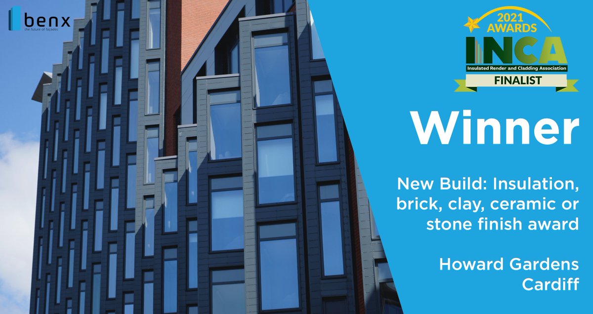 We're thrilled to have won the New Build: Insulation &amp; Brick, Clay, Ceramic, Stone Finish award! At the <a href="/INCASecretariat/">INCA</a> #INCAAwards 

Congratulations and thanks go out to @BuildThermLtd for their work on the Howard Gardens project in Cardiff.