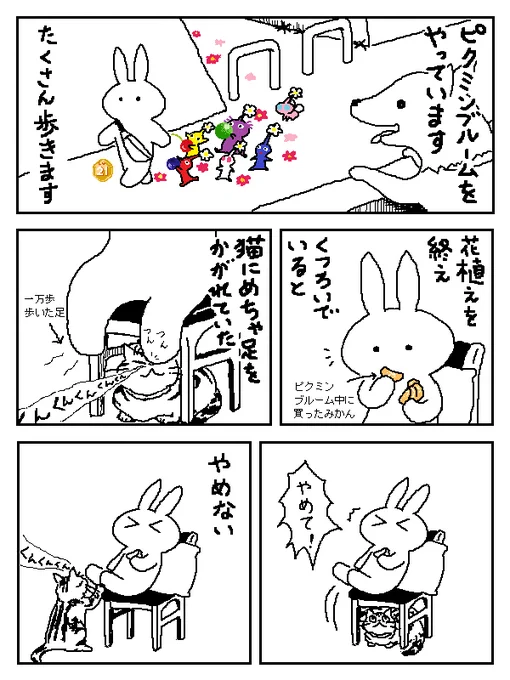 ピクミンブルームをやっている私とかぐ猫 