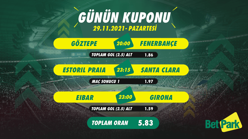 Günün Yüksek Oranlı Maçları ile Betpark Günün Kuponu 🥳

Zirveye Oynayanların Adresi #BetPark 🏆

#BetparkGiriş - betparkgunceladres.net✅