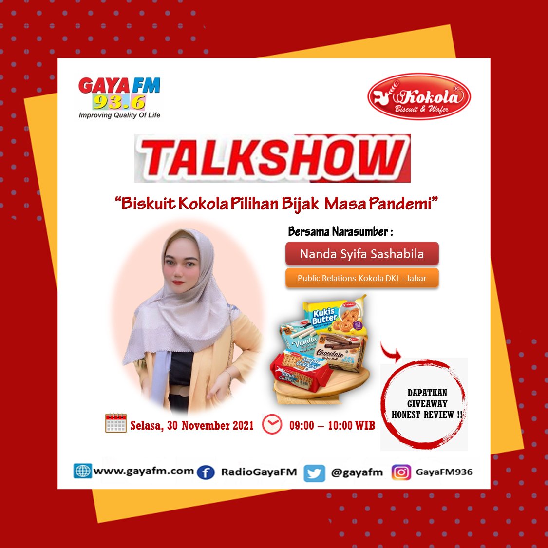 Sahabat Gaya..Ingin tahu bagaimana bisa Biskuit Kokola Halal menjadi Pilihan Cemilan Bijak di Masa Pandemi dan ingin tahu bagaimana cara nya untuk menjadi Reseller Biskuit Kokola Sahabat Gaya?

Whatsapp : 0858 8460 2428
SMS : 0817 0333 6936
Telpon : (021) 880 5114

#biskuitkokola