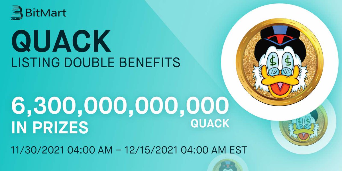 Trading Competition - 6T $QUACK / $20,000 USD #Giveaway for 20 People!

Trade #RichQUACK on #bitmart now

Sign up here -> bitmart.com/en?r=FXvqX8
Event Details -> support.bmx.fund/hc/zh-cn/artic…

#crypto #CryptocurrencyNews #BSC #BSCGem #GiveawayAlert #tradingcompetition #cryptotrading