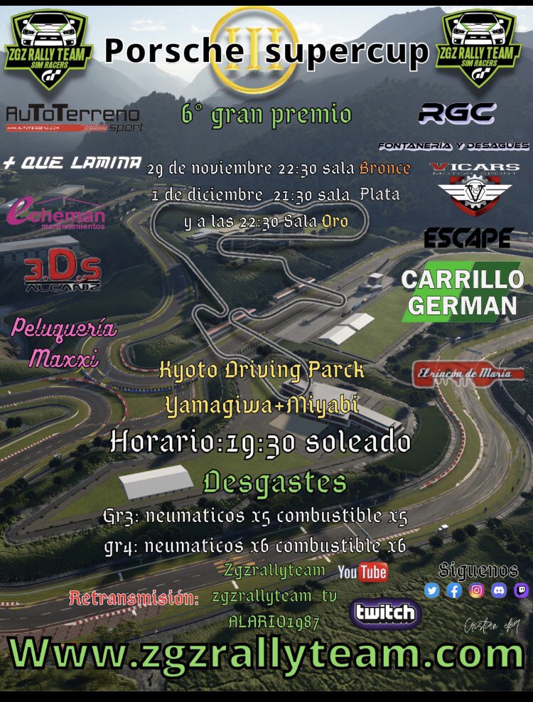 Buenos días. Hoy es lunes si si está noche tenemos ritmo ritmo de la Porsche supercup <a href="/ZGZRallyTeam/">ZGZ RALLY TEAM Simracers</a> <a href="/BigOneClub/">Big One Club Esports</a> <a href="/ERT_OficialTEAM/">Euskadi Racing Team Official</a> <a href="/MotorsportDas/">DAS Motorsport | #beDAS</a> <a href="/MonkyMotorsport/">The Golden Monkeys Motor Sport</a> <a href="/AvantyEsports/">𝗔𝗩𝗔𝗡𝗧𝗬</a> @TopGasRacingCo1 <a href="/EPLFSimracing/">EPLF Simracing</a> <a href="/RacingDriving/">Driving School Racing</a> <a href="/FollsRacingTeam/">Folls Racing Team</a> <a href="/SofsTeam/">Sofs Racing Team</a> <a href="/sevensim/">沈　承勲</a> @SapolokoRCD