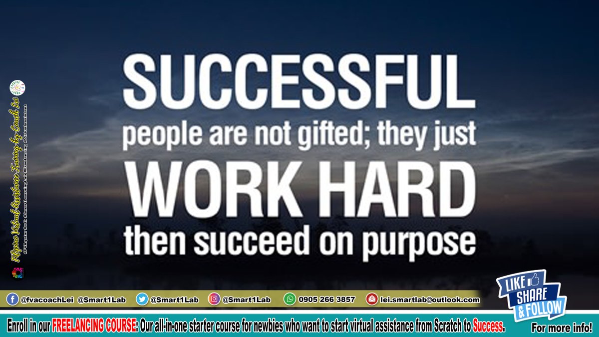 SmartLearninLab's tweet image. SUCCESSFUL PEOPLE  are not gifted, they just WORK HARD then succeed on purpose.

#DailyReminder  
#FVAQatar  
#SmartLearningLab  
#Surge  
#Mondaymantra