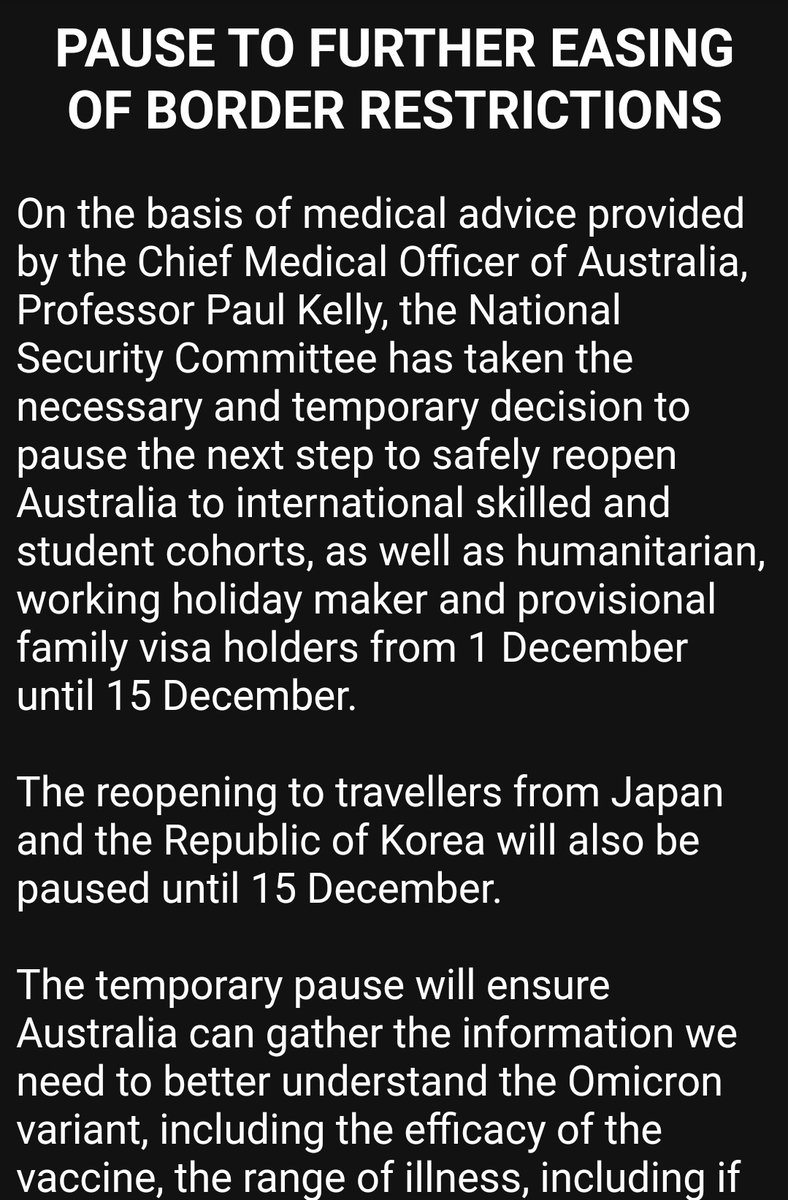 latikambourke's tweet photo. Australia is pausing its reopening to students, skilled migrants and refugees citing #Omicron https://t.co/nvwWKVqF86