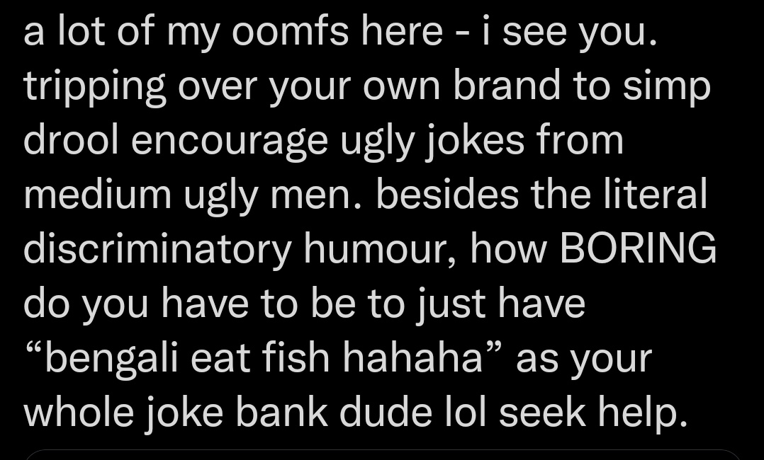 these inside jokes about bengalis with bucketheadcase (rip) and some other mutuals have snowballed into THIS???? 😭 These are from yesterday lmao

all this over fish chappal???