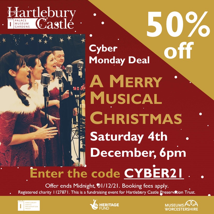 50% off tickets! Use code: CYBER21
With music from 1940/50s group The Ronnies, the Castle floodlit for the first time, an artisan market, and festive refreshments. 
A Merry Musical Christmas is the perfect start to your seasonal celebrations! Tickets: hartleburycastle.com/event/a-merry-…