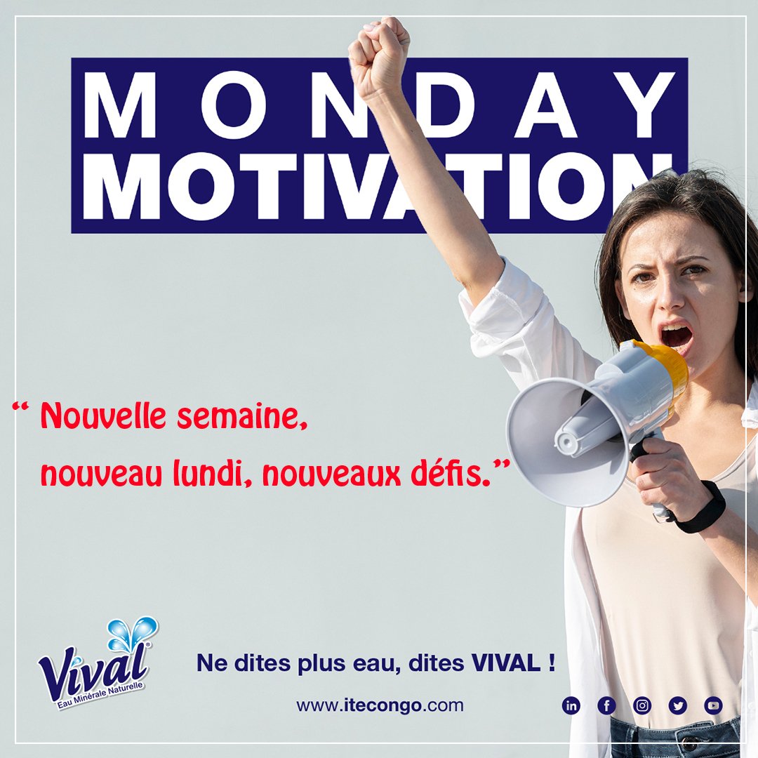 VivalCongo's tweet photo. Nouvelle semaine, nouveau lundi, nouveaux défis.💪

Bon début de semaine !!😃

#vivalcongo #iso22000 #nouveausemaine_nouvellemotivation💪💪 https://t.co/H091Z7gKxK
