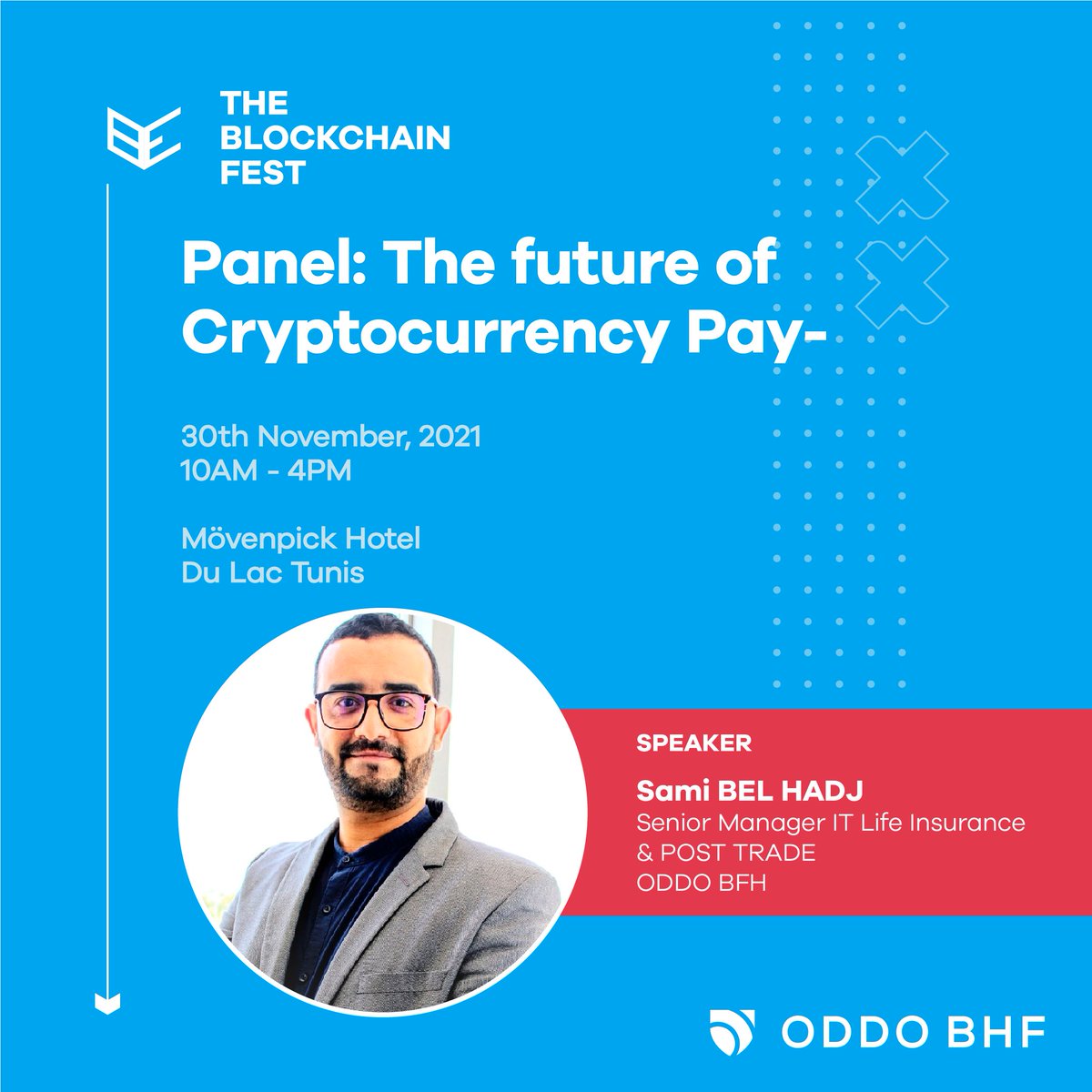 blockchainfest_'s tweet photo. The Blockchain Fest welcomesSami BEL HADJ, ODDO BFH, Senior Manager IT Life Insurance &amp; POST TRADE
. Watch the event live on  https://t.co/l1ZuoLyQGJ 

#fintech #Paxful  #theBlockchainFest https://t.co/6jBpUJCmbQ