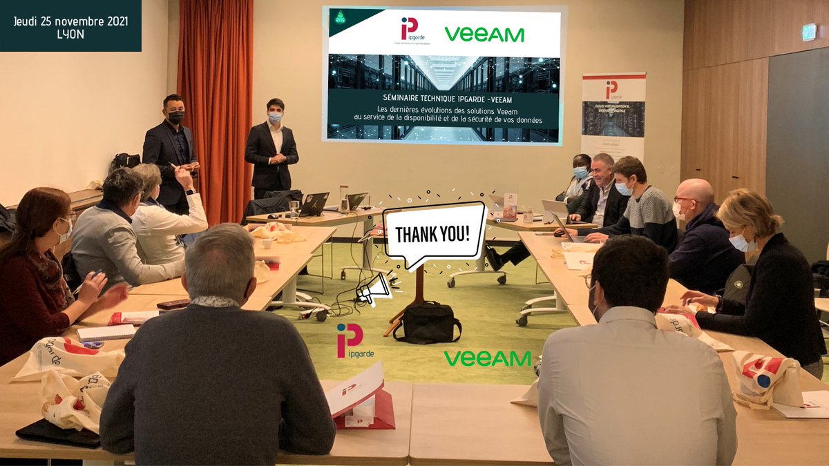 ipgarde's tweet photo. 📸 Séminaire Technique @Veeam_Fr - @ipgarde 💡sur le thème des dernières évolutions des solutions #Veeam au service de la #disponibilité et de la #sécurité des #données 🔐
#VeeamCloudConnect #backup #PRA #CDP #ContinuousDataProtection #sauvergarde #sauvegardeexternalisee #SI #IT https://t.co/lLb7fidohI