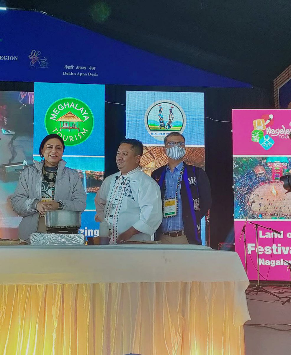 tourismgoi's tweet photo. A live cooking demonstration session was organised showcasing the rich culinary culture of Naga cuisines. The session was graced by Ms. Rupinder Brar, Additional Director General, Ministry of Tourism. https://t.co/k78g6LJR5v