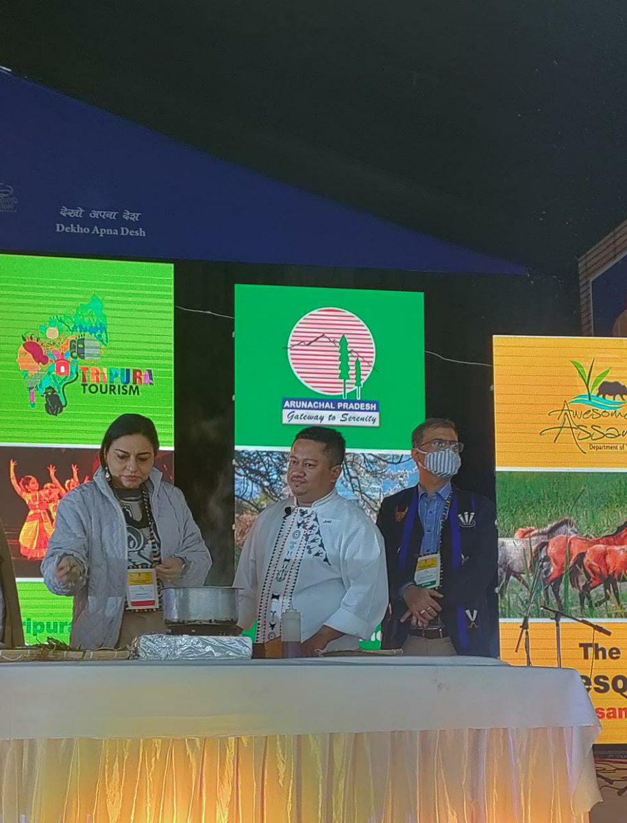 tourismgoi's tweet photo. A live cooking demonstration session was organised showcasing the rich culinary culture of Naga cuisines. The session was graced by Ms. Rupinder Brar, Additional Director General, Ministry of Tourism. https://t.co/k78g6LJR5v