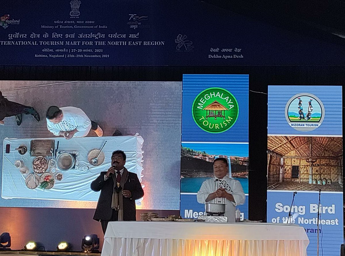 tourismgoi's tweet photo. A live cooking demonstration session was organised showcasing the rich culinary culture of Naga cuisines. The session was graced by Ms. Rupinder Brar, Additional Director General, Ministry of Tourism. https://t.co/k78g6LJR5v