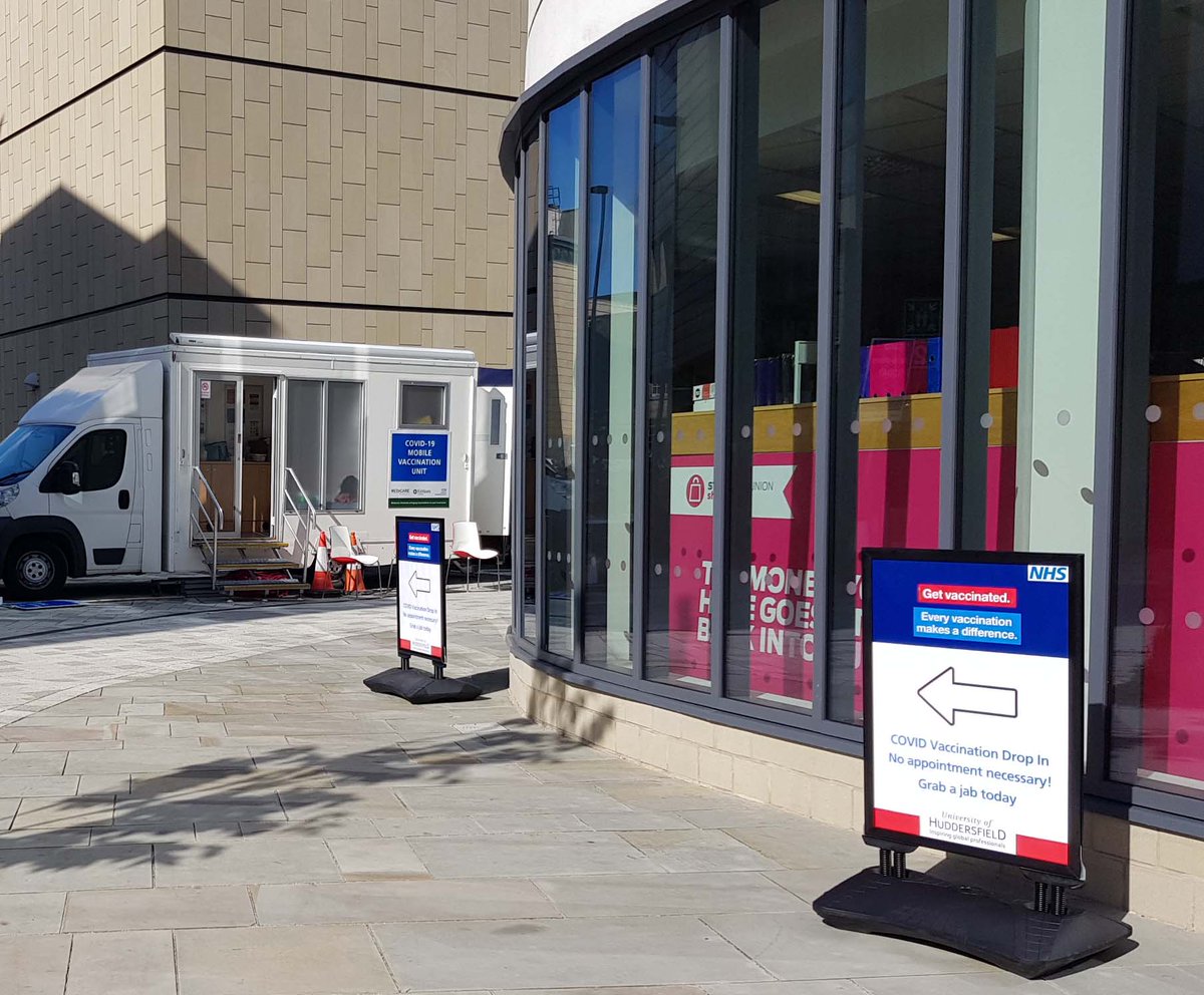 📣 Get vaccinated on campus today! 

Drop by the pop-up vaccination van in Oastler from 10.30am-2.30pm.

🏥 You can get your first and second vaccines. It only takes a few minutes and will reduce the risk of having to isolate and disrupting your study and social life.