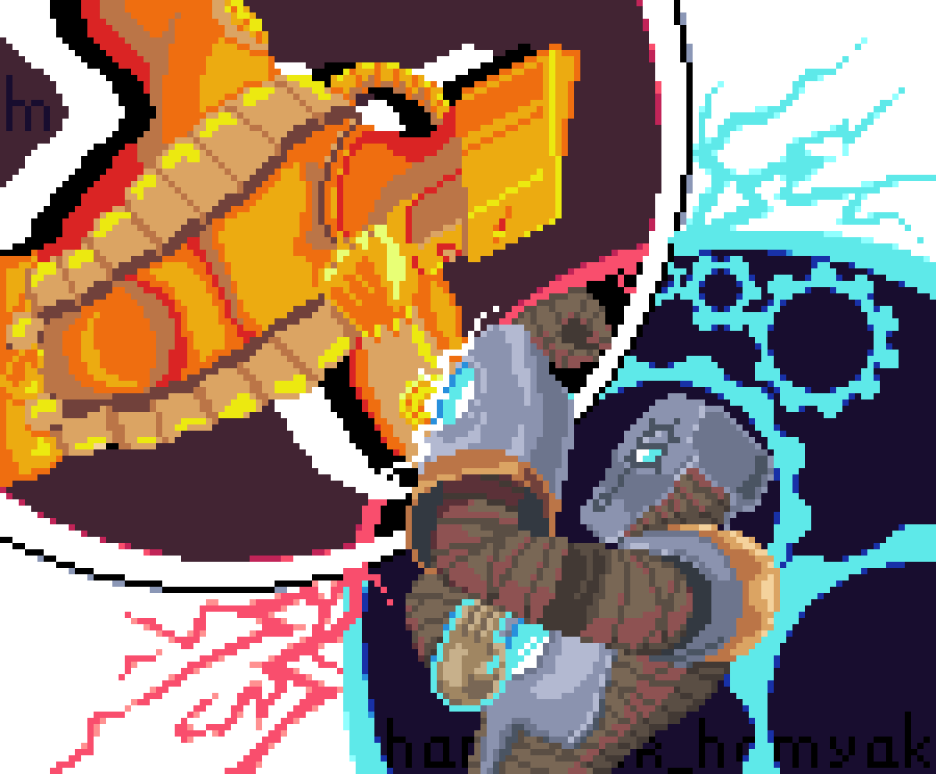 HamsturH's tweet photo. Whose timestop is stronger?
The World or Nox?
He-he-he-he
#pixelart #jojo #wakfu #theworld #nox #timestop #versus #fanart #crossover https://t.co/SejWOOMxM1