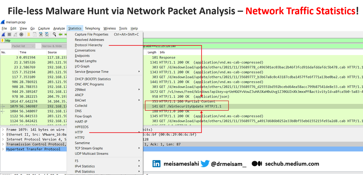 meisameslahi_'s tweet photo. Part 1: File-less Malware Hunt via Network Packet Analysis – Network Traffic Statistics!
https://t.co/jKcYRLmnP6
#cybersecurity #threathunting #malwaredetection #Wireshark #networkpacket #DFIR https://t.co/tHDowQl1EN