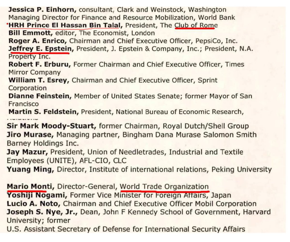 Wikileaks_Ita's tweet photo. Il Senatore a vita e sicario dell'economia Mario #Monti insieme a Jeffrey #Epstein nella #Trilateral2003
Lista presente nei files della Procura Stato della #Florida contro Jeffrey #Epstein Part 17 Redacted
https://t.co/RAdBE60voG https://t.co/8J5nqX9OIx