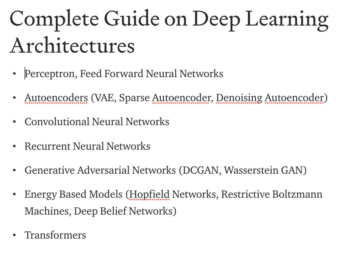 For my midterm I read almost all of the Deep Learning book, until my finals (in two months) I'm writing a very comprehensive blog post that contains my notes and the TF Keras code for each architecture, how (ELI5 maths) and why they work, where to use which 🤓