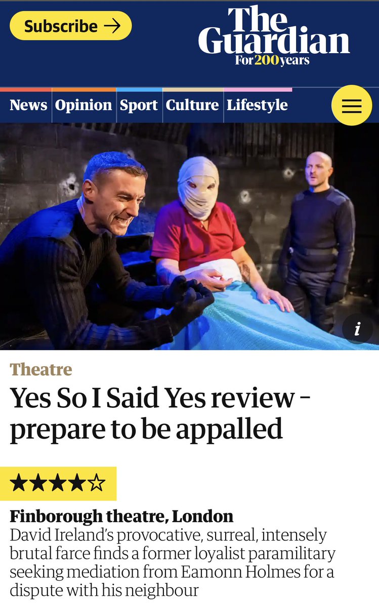 DecRodg's tweet image. Yes So I Said Yes by #DavidIreland @finborough until 18th Dec.  #LondonTheatre