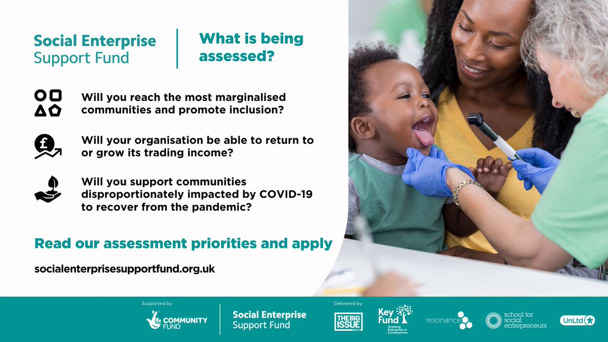 UnLtd's tweet photo. The #SESupportFund is offering grants of 10k-100k to help social enterprises in England tackling social inequalities worsened by COVID-19

50% of grants will reach Black, Asian, minority ethnic and/or disabled social entrepreneurs 

Learn more and apply at https://t.co/3ulKsXGsOU https://t.co/z6TCkHbEmd