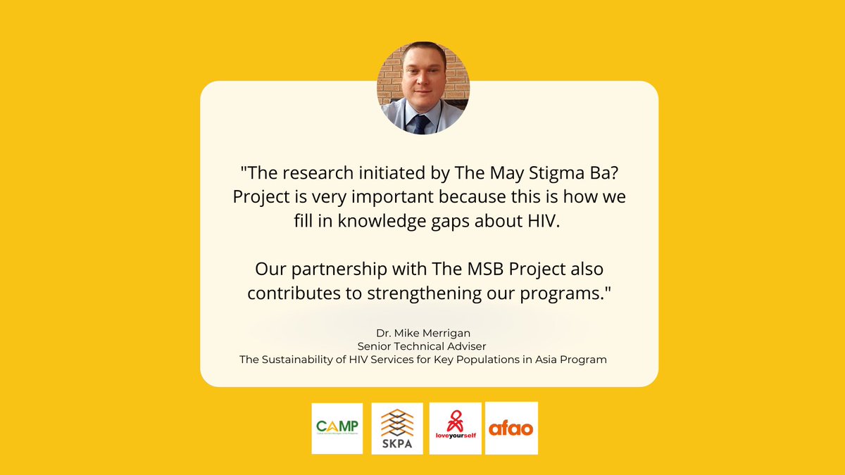 campincph's tweet photo. "The research initiated by The May Stigma Ba? Project is very important because this is how we fill in knowledge gaps about HIV..." - Dr. Mike Merrigan | Senior Technical Adviser, SKPA

#CAMPincPH #MayStigmaBa #ZeroStigmaPH #MSBproject https://t.co/g8XbeaqqtF