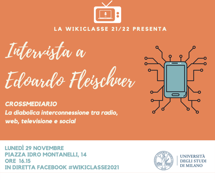 com_unimi's tweet photo. ⚠️ Edoardo Fleischner 

Crossmediario-la diabolica interconnessione tra radio, tv,  web

Seguici in diretta dal CTU per conoscere Edoardo Fleischner (metti il ruolo)!
Non mancare! 👾

#EdoardoFleischner #wikiclasse2021
#UniversitàStatalediMilano https://t.co/fDyezHgMZP