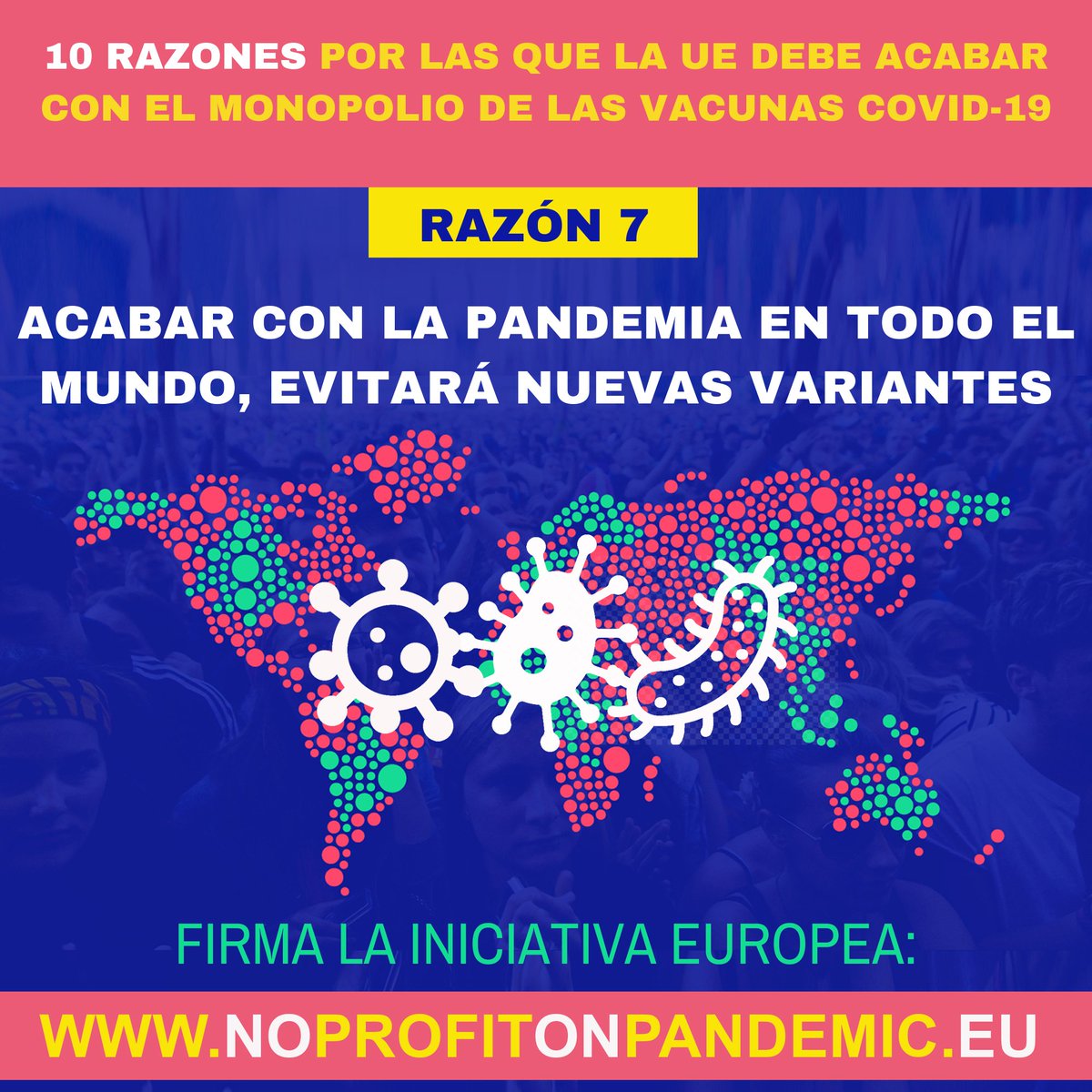 Acabar con la pandemia EN EL MUNDO acaba con las CEPAS #Omicron. Mañana 30 nov <a href="/wto/">WTO</a> reunión #TRIPSWaiver. 
✍️noprofitonpandemic.eu firma #liberarPatentes y distribución Mundial 
<a href="/EU_Commission/">European Commission</a>
 APOYA  ¿Qué parte NO habéis entendido? #Vacunasparatodes <a href="/Right2Cure/">Right to Cure - European Citizens' Initiative</a>
 <a href="/right2cureES/">Right2Cure España</a>