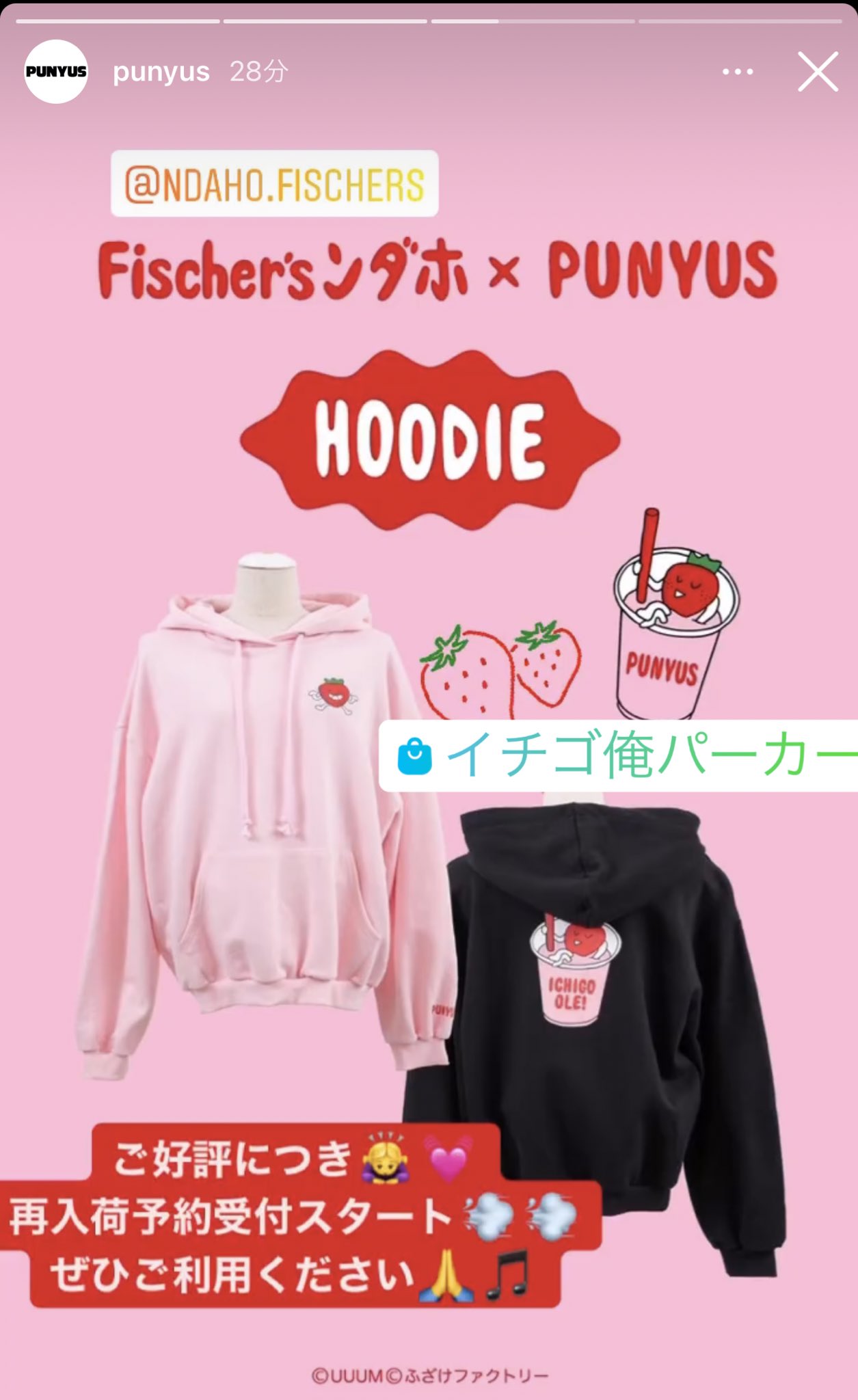 ☆希少☆ PUNYUS×ンダホ(フィッシャーズ) トレーナー いちご俺