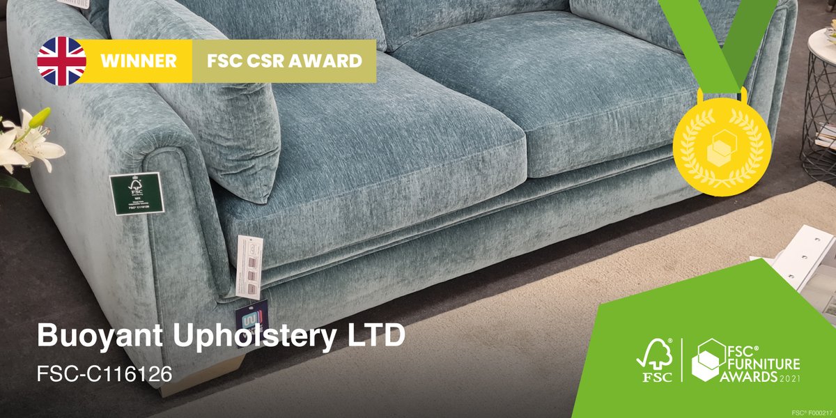 ✨Announcing the Special Award winners of #FSCFurnitureAwards2021! ✨
First up it's (another drumroll please 🥁...)

🌳 <a href="/BuoyantUph/">Buoyant Upholstery</a> for the special category “FSC CSR Award”! 

#furnitureawards #forestsforallforever (1/7)
