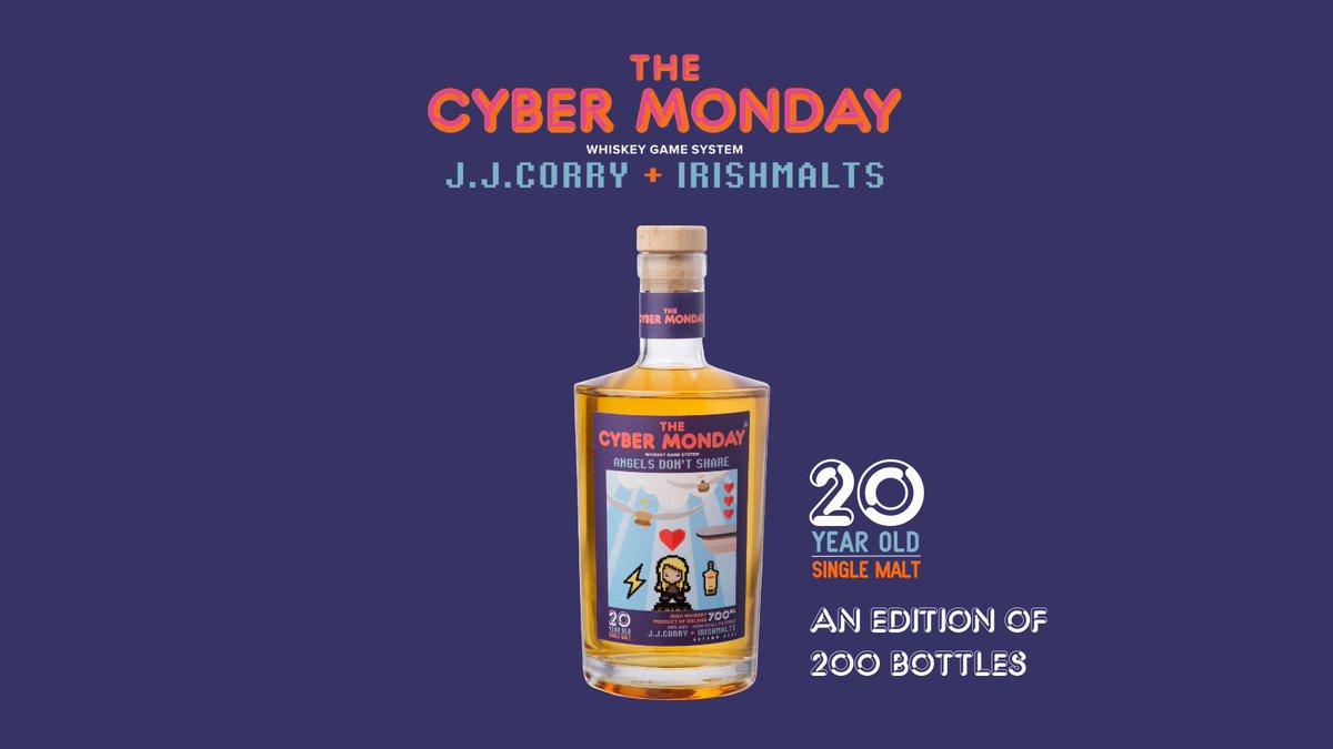 We are delighted to announce that The Cyber Monday is available now from <a href="/Irishmalts/">Irishmalts</a>! A limited edition of 200 bottles, The Cyber Monday is  a 20-Year-Old Irish Single Malt Whiskey. 

Buy now: irishmalts.com/single-malt/jj…

#JJCorry #IrishMalts #TheCyberMonday #SingleMalt #CyberMonday