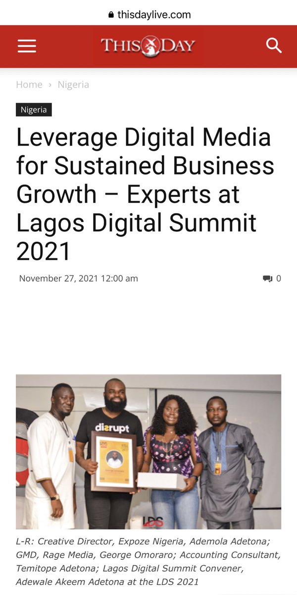 We are in the news. 🕺🏽

ThisDay and Punch. 

#LagosDigitalSummit #PostEvent