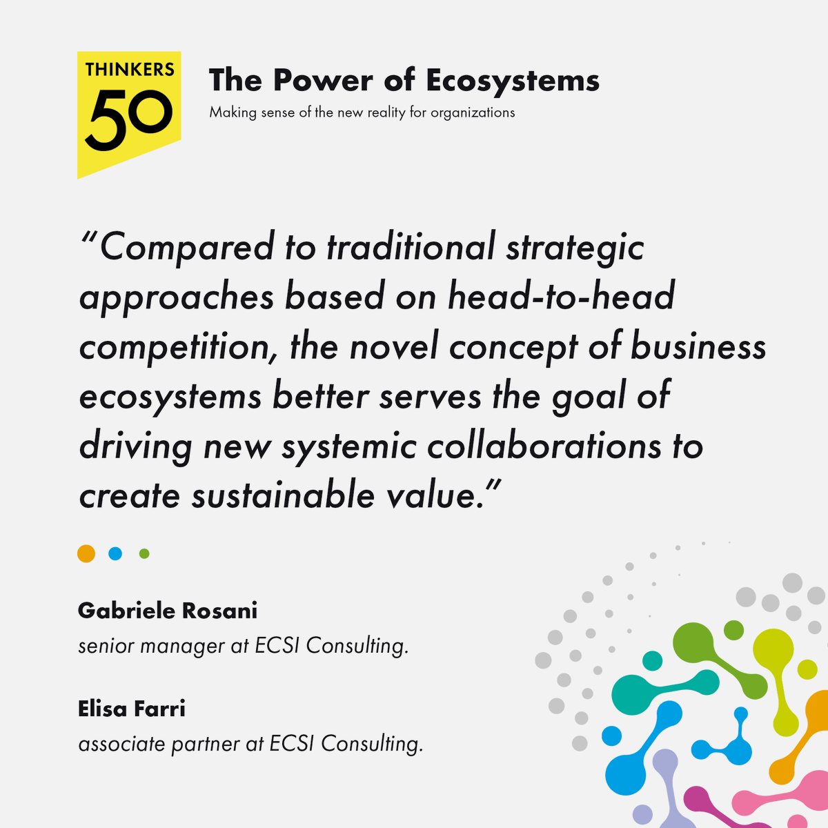 Read about how business ecosystems can encourage systemic collaboration rather than standoff competition between business entities in @GabrieleRosani and Elisa Farri’s chapter of ‘The Power of Ecosystems’ here: business-ecosystem-alliance.org/2021/11/29/how…

<a href="/ecsi_innovation/">ECSI Consulting</a>