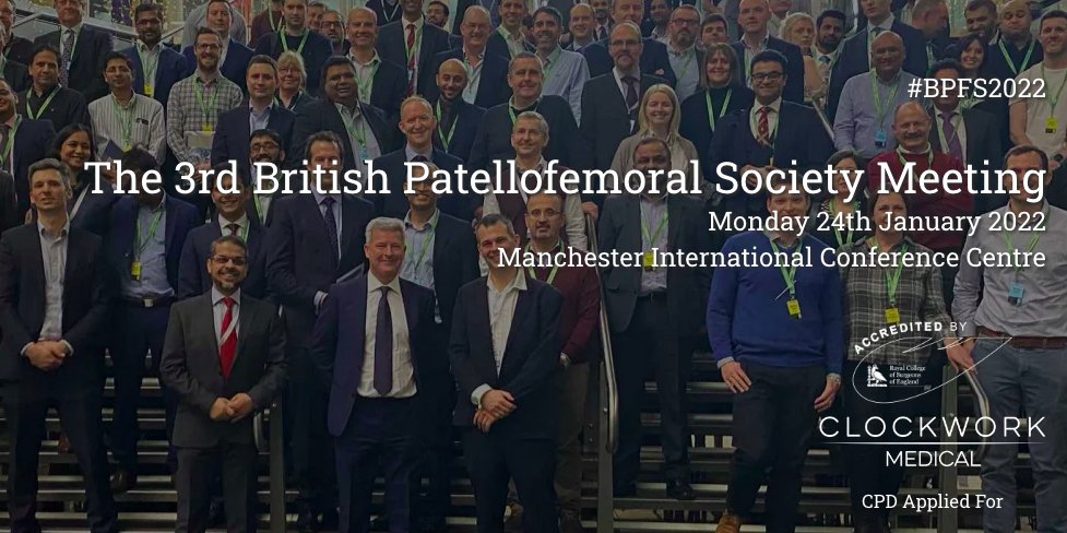 📢Save the date: Monday 24th Jan 2022, our annual BPFS meeting in Manchester. 

Topics will include complex PF instability &amp; flexion instability &amp; the challenges of managing PF arthritis. 

A warm welcome to surgeons, physios and healthcare professionals treating PF conditions!