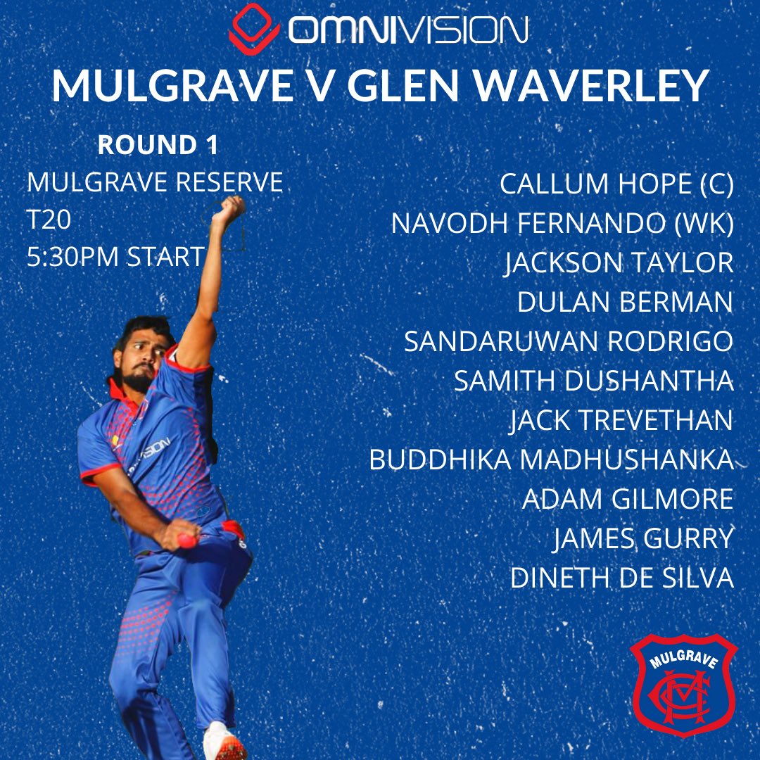 Our side is in for the 1st round of the T20s! We take on Glen Waverley at home, kicking off at 5:30. Former Mulgrave junior and current <a href="/RichmondCC1854/">Richmond Cricket Club</a> quick Jack Trevethan plays as our first marquee of the tournament!

#GoMully