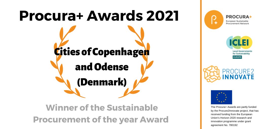 A big applause to our proud #ProcuraPlus Awards winners from #Denmark 🇩🇰 in the category #sustainable #procurement of the year: 

*The City of Copenhagen and the City of Odense*

Thank you for your inspiring collaborative approach!
procuraplus.org/awards/