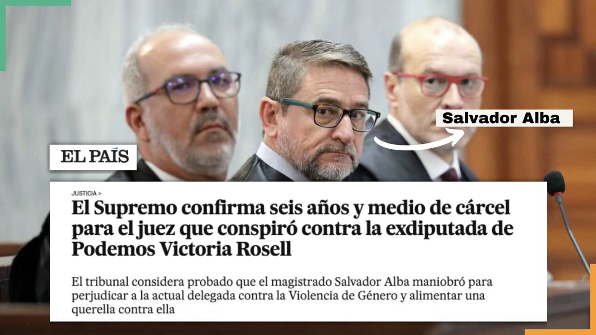 MariaMarinMart's tweet photo. Por fin la verdad sale a la luz para demostrar que un juez corrupto ayudó a ministros y empresarios corruptos. Acusado de prevaricación, cohecho y falsedad en documento judicial, el juez Alba está condenado a una pena de seis años y medio por maniobrar contra @VickyRosell. https://t.co/uAL5i01xPL