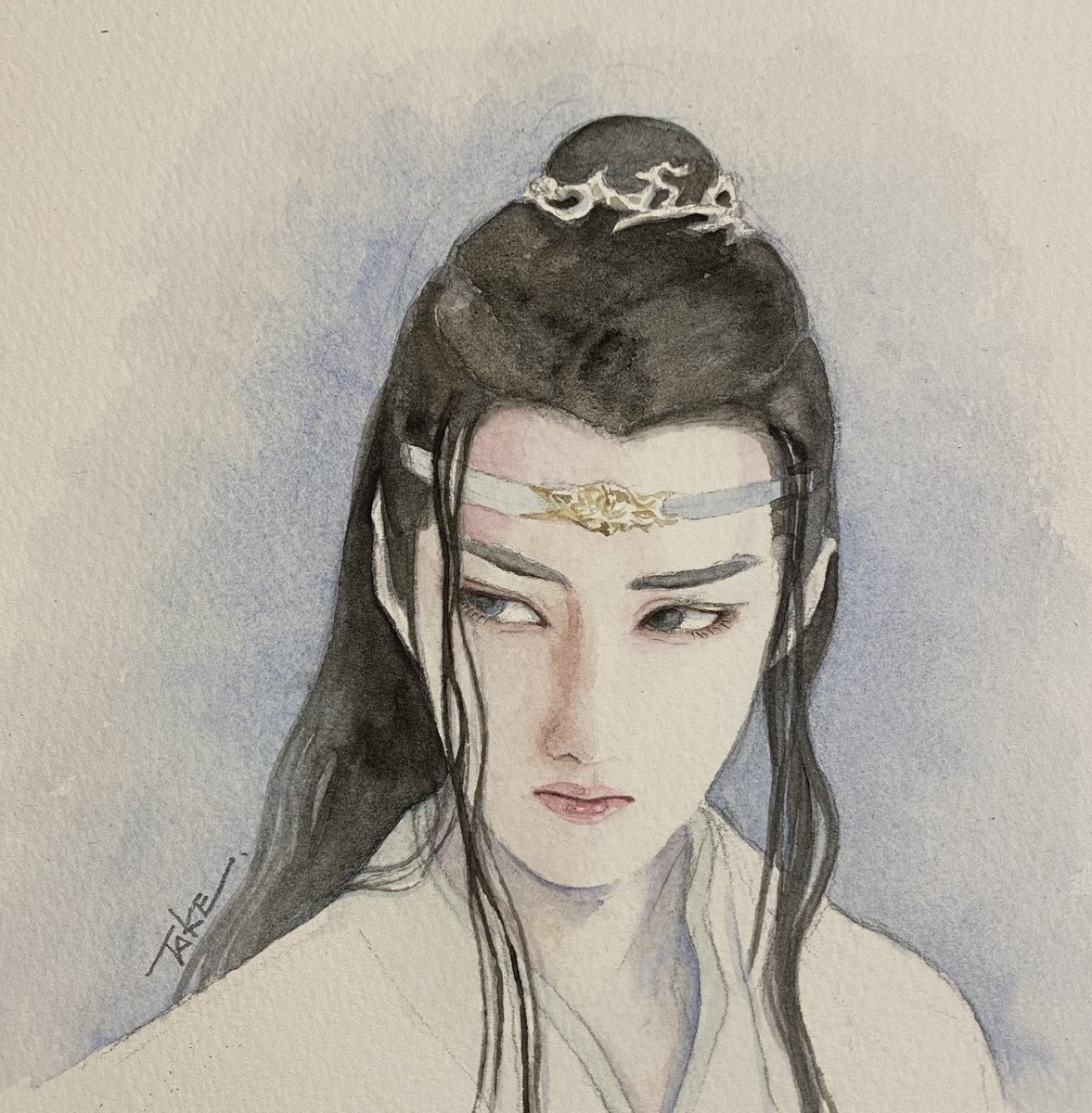 TAKE34826762's tweet photo. 『陳情令』の好きなシーンより💕
濡れた髪が色っぽい🥰💕
写真だと綺麗な肌色が出ず、顎も少し丸くなってしまい、全然似てないのが悔しい😭
ファンの方ごめんなさい🙇‍♀️💦

あくまでも色塗りの練習です😣
精進します。

＃陳情令
＃王一博
＃ワン・イーボー
＃魔道祖師
＃藍湛
＃藍忘機
＃含光君 https://t.co/Zjt2aTwMOj