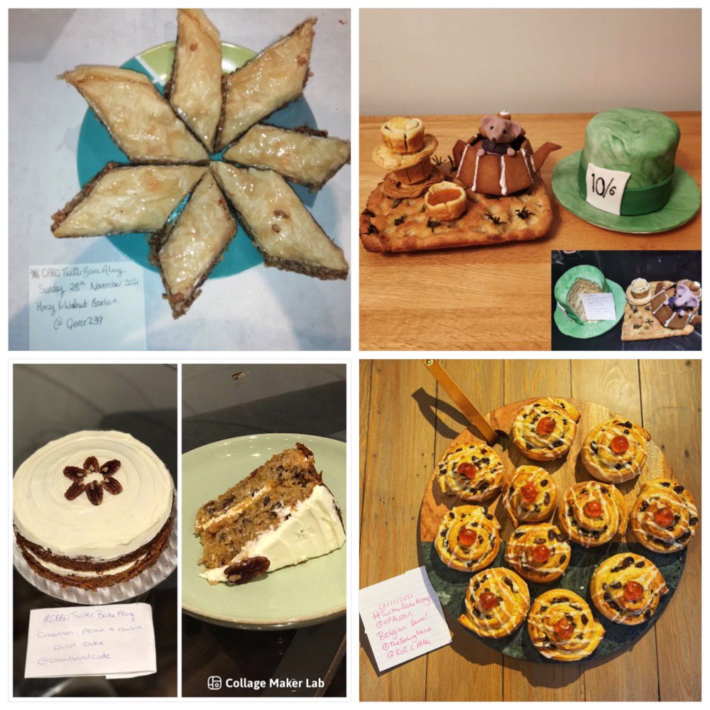 Rob_C_Allen's tweet photo. #MondayMotivation beautiful bakes from the #gbbo final and previous weeks, from our #GBBOTwitterBakeAlong crew. Our final flurry with #BakeOff ends at 12 noon today. Then we’ll choose our 3 Star bakes, and each will win a @NordicWareUK Gingerbread #bundt pan. #KeepBaking https://t.co/x0XjKFOzak