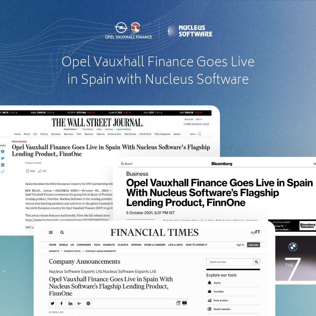 nucleussoftware's tweet photo. We're delighted to expand our #partnership with Opel Vauxhall Finance (OVF) to Spain for our flagship lending product, #FinnOne! We are excited to help OVF provide affordable access to automobiles to customers across Europe. https://t.co/Fwq9Fsl6z0