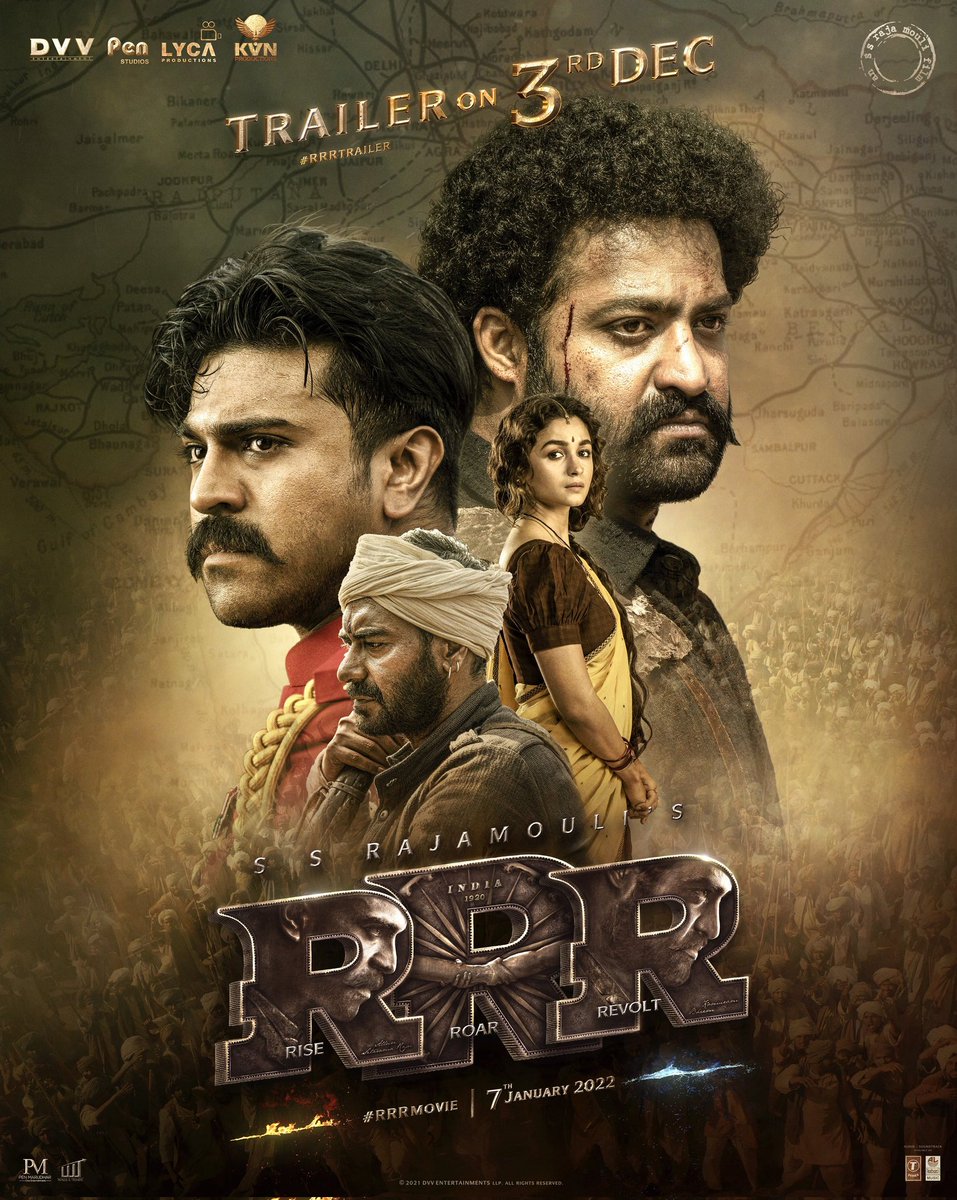 RCYuvashaktiskm's tweet photo. Get ready to witness the magnificence of #RRRMovie.
Trailer out on December 3rd…
#RRRTrailerOnDec3rd #RRRTrailer

@AlwaysRamCharan  @tarak9999 https://t.co/3vJ3l2M93A
