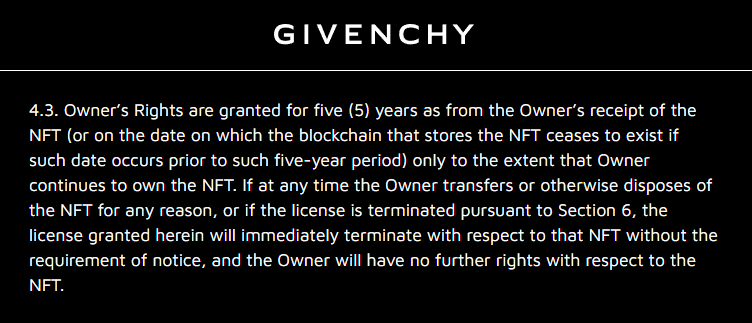 bon_flavia's tweet photo. What does that mean? So I have to give back the NFT after 5 years?

#NFTs #chitoxgivenchy @givenchy https://t.co/KsgPW3Owkh