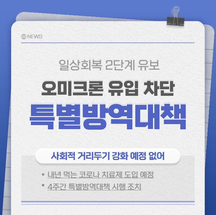 terminateok's tweet photo. #일상회복전환유보 #특별방역대책 #백신부스터샷 #백신추가접종 #먹는치료제 #오미크론 #변이바이러스
4주간 특별방역대책 시행 / 일상회복 2단계 전환 유보 / 백신 추가접종 부스터샷 권고 / 먹는 치료제 내년 도입 예정 ▶ https://t.co/D125gc5BMm https://t.co/4g3auZpKkz