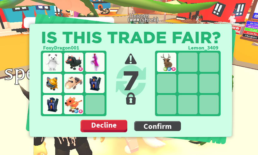 Bizsu5's tweet photo. @PlayAdoptMe Someone please help me! Is this trade a W/F/L?? If its a win please like my reply! https://t.co/GiGqYBsYbM