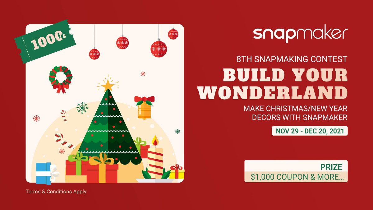 snapmaker's tweet image. The 8th #Snapmaking Contest comes in holiday season!🎄

Have you started to decorate your house? How about making your customized Christmas/New year decors with Snapmaker and win up to $1,000 coupon!

👉How to enter: bit.ly/3D47Zmn.
#SnapmakerWonderland