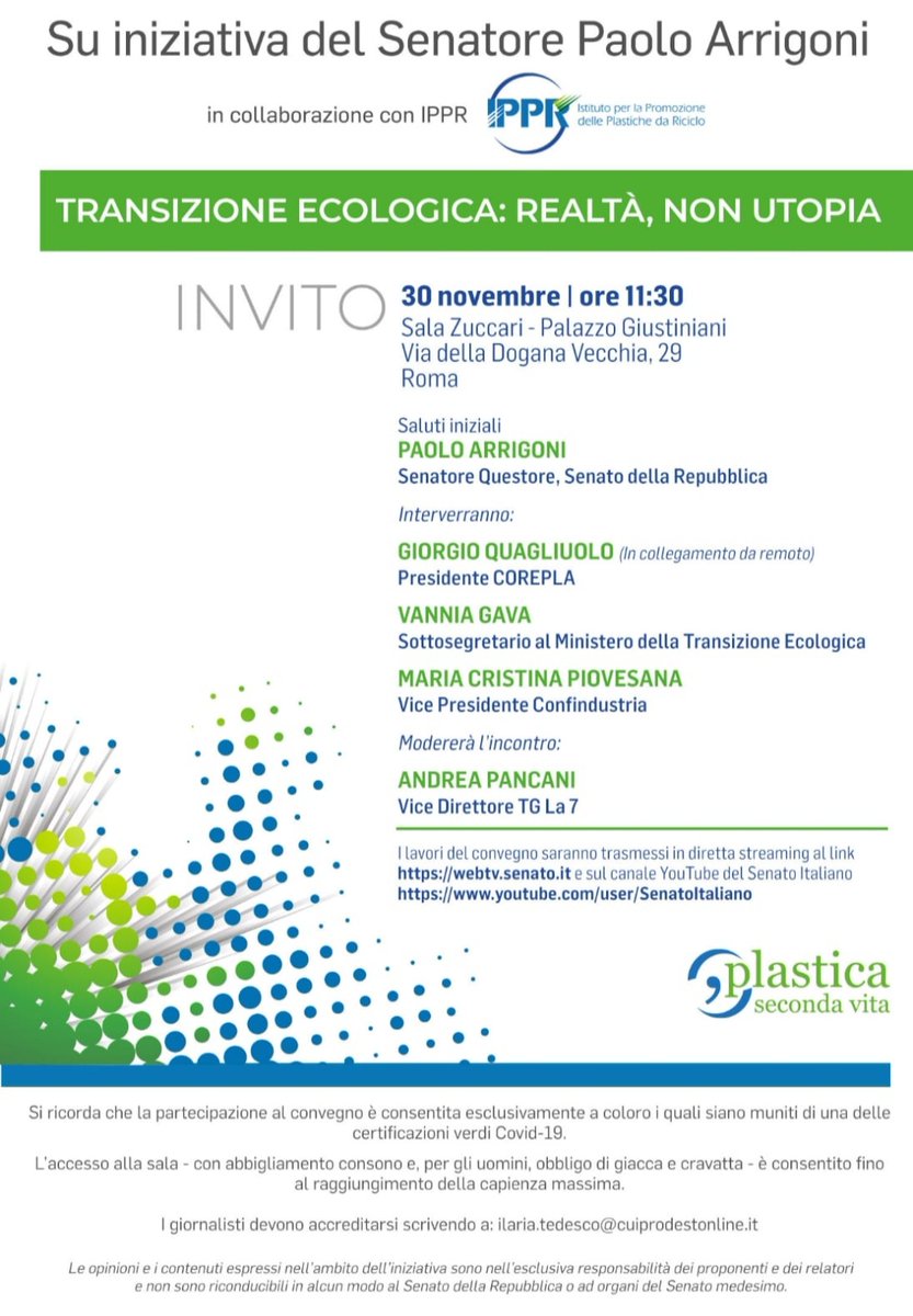 IPPR (@ipprsecondavita) on Twitter photo Per le aziende certificate IPPR la #transizioneecologica è realtà. Ne parliamo domani in #Senato col Sottosegretario <a href="/VanniaGava/">Vannia Gava</a>,la Vicepresidente di <a href="/Confindustria/">Confindustria</a> Piovesana e il Presidente di <a href="/Corepla_Riciclo/">Corepla_Riciclo</a> Giorgio Quagliuolo. Modera <a href="/andrea_pancani/">Andrea Pancani</a> di <a href="/TgLa7/">Tg La7</a> <a href="/CoffeeBreakLa7/">Coffee Break</a> Per le aziende certificate IPPR la #transizioneecologica è realtà. Ne parliamo domani in #Senato col Sottosegretario <a href="/VanniaGava/">Vannia Gava</a>,la Vicepresidente di <a href="/Confindustria/">Confindustria</a> Piovesana e il Presidente di <a href="/Corepla_Riciclo/">Corepla_Riciclo</a> Giorgio Quagliuolo. Modera <a href="/andrea_pancani/">Andrea Pancani</a> di <a href="/TgLa7/">Tg La7</a> <a href="/CoffeeBreakLa7/">Coffee Break</a>