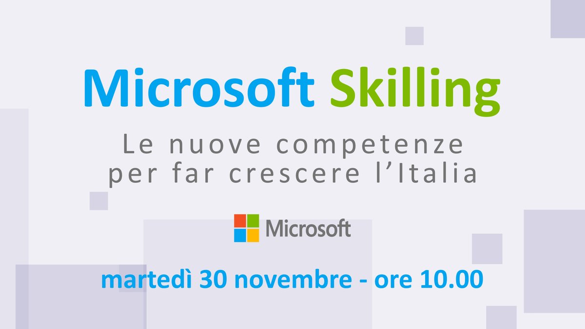 Class CNBC (@classcnbc) on Twitter photo Partecipa con noi domani 30 novembre all’evento #DigitalSkill: con @AgicTechnology, ESG academy, <a href="/fmdigitale/">Fond. Mondo Digitale</a> e CRUI parleremo di tutte le novità sul progetto #AmbizioneItalia per contribuire alla trasformazione digitale del Paese
Segui qui il live:👉 play.shaalive.com/microsoft/skil… Partecipa con noi domani 30 novembre all’evento #DigitalSkill: con @AgicTechnology, ESG academy, <a href="/fmdigitale/">Fond. Mondo Digitale</a> e CRUI parleremo di tutte le novità sul progetto #AmbizioneItalia per contribuire alla trasformazione digitale del Paese
Segui qui il live:👉 play.shaalive.com/microsoft/skil…