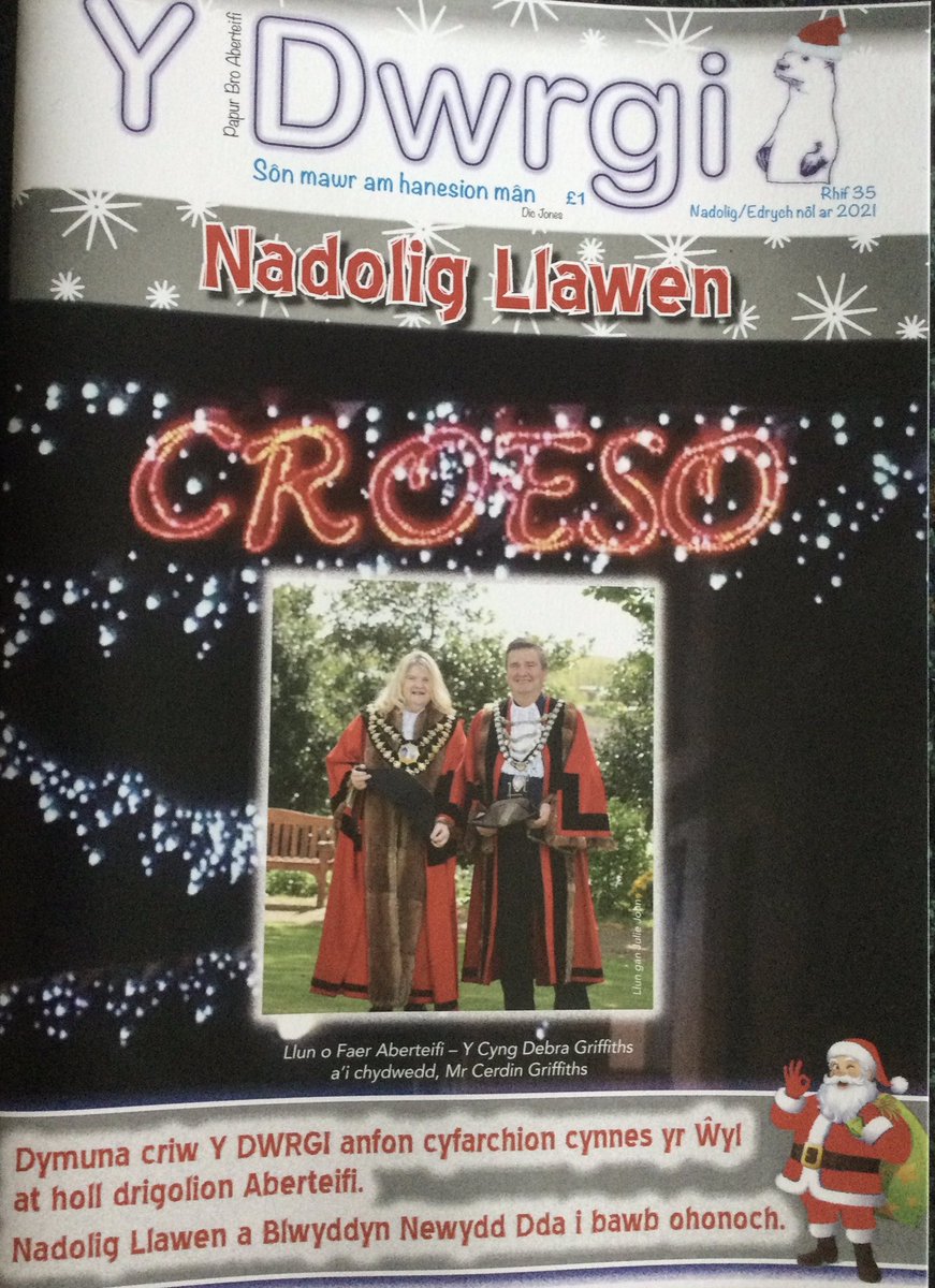 Rhifyn Nadolig <a href="/YDwrgi/">Y Dwrgi</a> ar werth nawr <a href="/AwenTeifi/">Awen Teifi</a> a siopau arferol. Edrych nol ar 2021, newyddion, digwyddiadau Nadoligaidd, neges y Maer.
