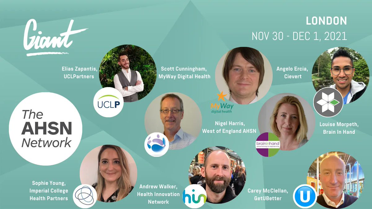 How @AHSNNetwork can support innovators to demonstrate impact in the real world - #GIANT2021
👉 @EliasZapantis <a href="/UCLPartners/">UCLPartners</a>,Angelo <a href="/CievertLtd/">Cievert</a>
👉 @NigelHarris57 @WEAHSN, <a href="/LMorpeth/">Louise Morpeth</a> <a href="/brain_in_hand/">Brain in Hand</a>
👉Andrew <a href="/HINSouthLondon/">Health Innovation Network South London</a>,Carey <a href="/getubetter/">getUBetter</a>
👉 <a href="/sc0ttgc/">Scott Cunningham</a> <a href="/MyWayDigital/">MyWay Digital Health</a>,Sophie <a href="/Ldn_ICHP/">Imperial College Health Partners</a>