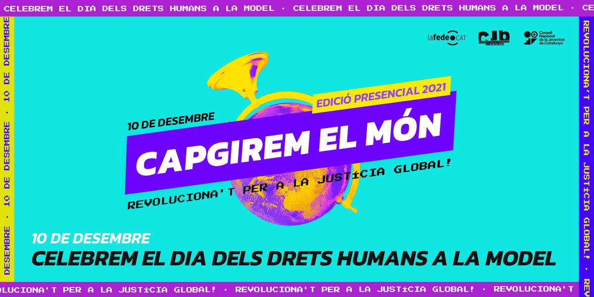 💥Ja tenim el programa de la 2a edició presencial del Capgirem el món!
 
🎉El 10-D, celebrem el Dia dels #DretsHumans a La Model!
 
👉🏾Fira de voluntariat internacional+local
👉🏾Taula rodona
👉🏾Monòlegs feministes
👉🏾Concert Maio
 
📝Més info: justiciaglobal.cat/capgirem
#Justíciaglobal