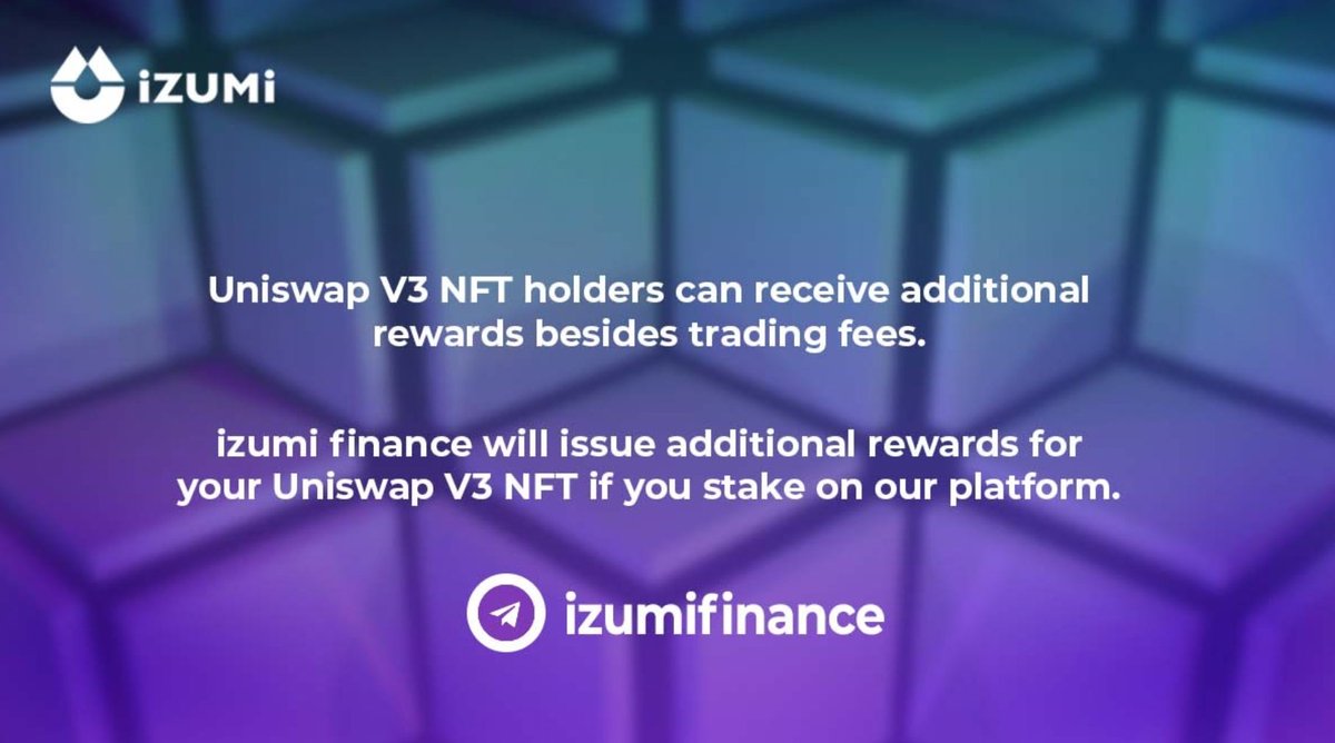 izumi_Finance's tweet image. Do you want to use #UniswapV3  NFT to earn extra rewards? 
👉👉👉You will get more rewards through #izumiFinance